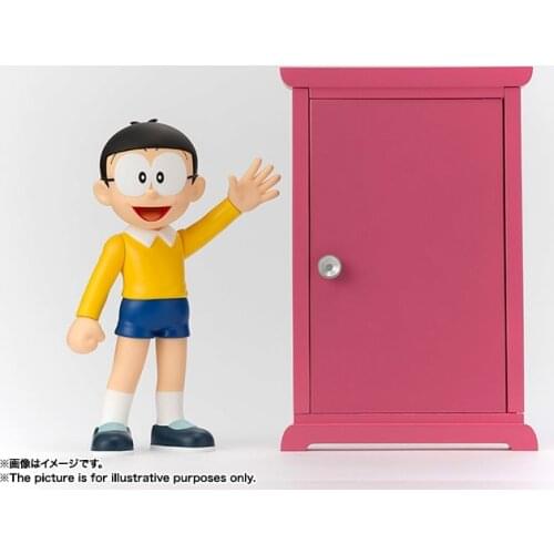 Bandai Doraemon Nobita Nobi Action Figures Anime with Random door Collectible Dolls Magic Model Kids Toys Toys with Box