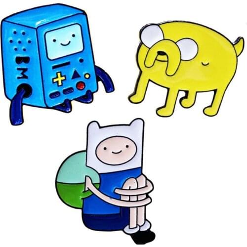 Cartoon Adventure Live Time Figure Pins Brooches wholesale Finn and Jake The Dog Enamel Badge Kids Gift Jewelry Free Delivery