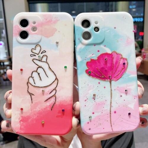 Luxury Gold Glitter Flower Phone Case For iPhone 11 12 Pro Max X XR XS Max 7 8 Plus Soft Back Cover Coque 2 orders