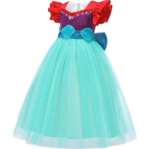 Childrens Christmas Style Sequined Big Bow 2020 Girls' Dress Mermaid Cosplay Costume Girl Princess Dress Birthday Party