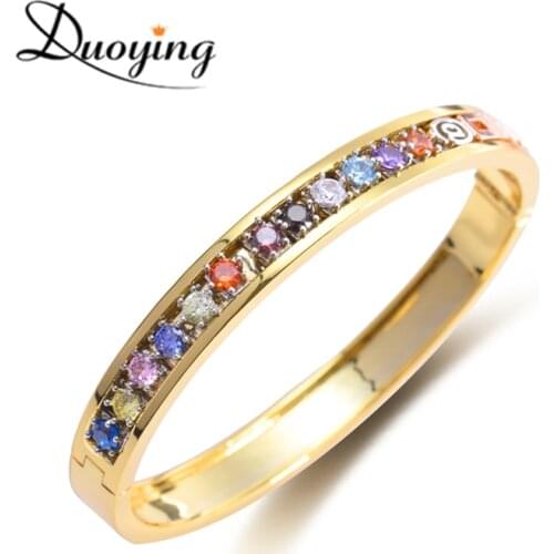 Duoying DIY Slider Charms Bangles Custom 12pcs Zodiac Birthstone Bangle Zirconia Charm Custom Bangles Personalized Bangles Gift