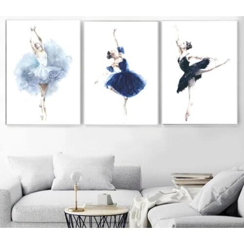 Elegance Ballet Girl Nordic Posters and Prints Minimalist Wall Art Pictures Canvas Painting Home Decor for Living Room Bedroom