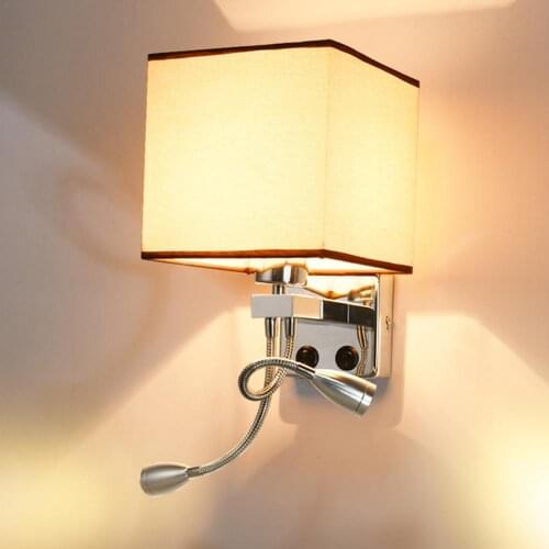 European Bedside Wall Lamp Lights 50LM Bedroom Night Light Simple American LED Lighting Hotel Bedside Lamp AC 85-240V