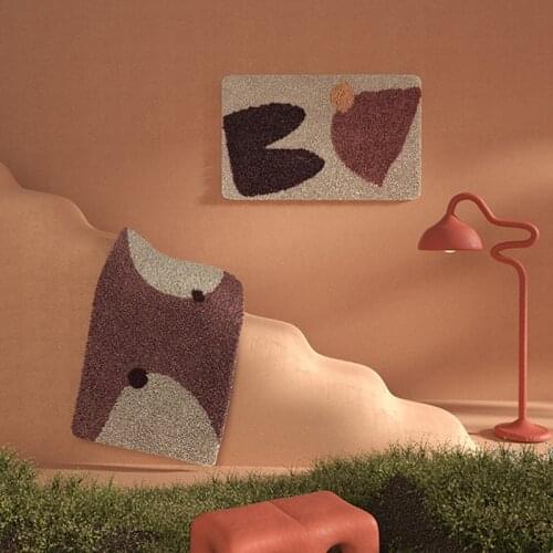 Geometric Bathroom Mat Fluffy Flocking Carpet Rug Bath Floor Anti Slip Pad Bathmat Home Doormat Aesthetic Room Decor Accessories