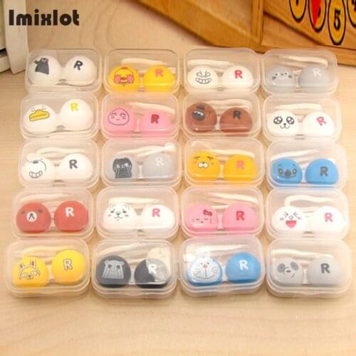 1PC Cute Cartoon Contact Lens Holder Case Multi Color Eye Contact Lens Tweezer Container Kit Colored Eye Contact Lenses Box