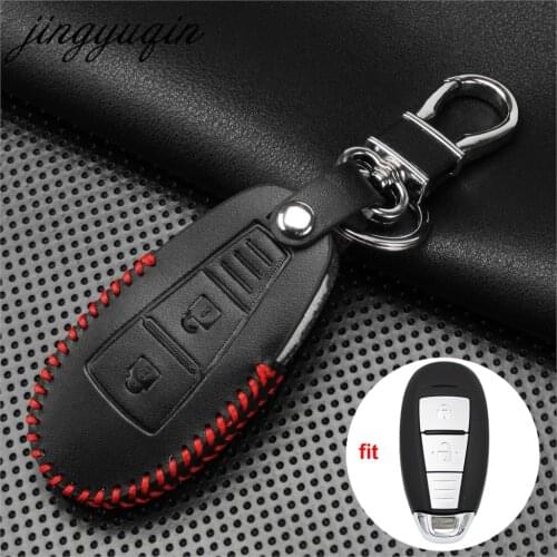 Jingyuqin 2 Button Leather Car Remote Key Fob Cover Case For Suzuki Vitara Swift Ignis Kizashi SX4 Baleno Ertiga 2016 2017 2018