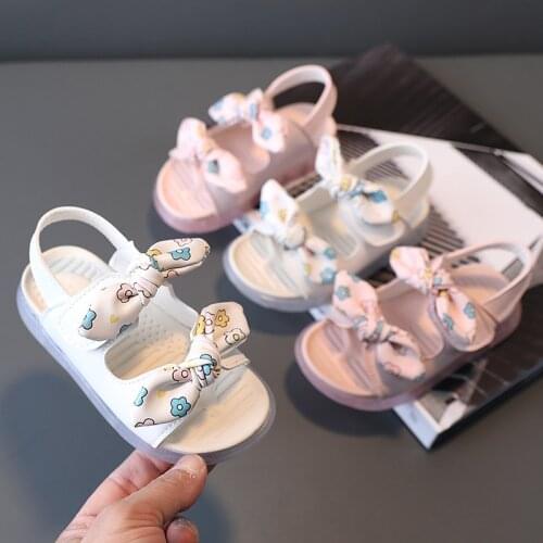 Summer Childrens Floral Sandals For Girls Kids Toddler Baby Korean Cartoon Bow-knot Beach Sandals New 2021 1 3 4 5 6 Years Old