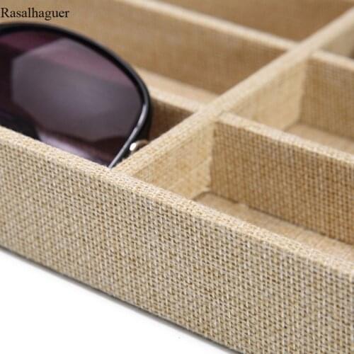 Fashion Linen 10/12 Grids Sunglasses Display Box Jewelery Display Glasses Display Props Jewelry Organizer Tray Fashion Packaging