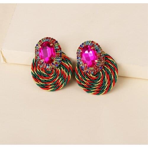 FASHIONSNOOPS Bohemia Round Earrings Handmade Crystal Drop Dangle Earrings For Women Statement Earrings Big Jewelry Brincos 2020