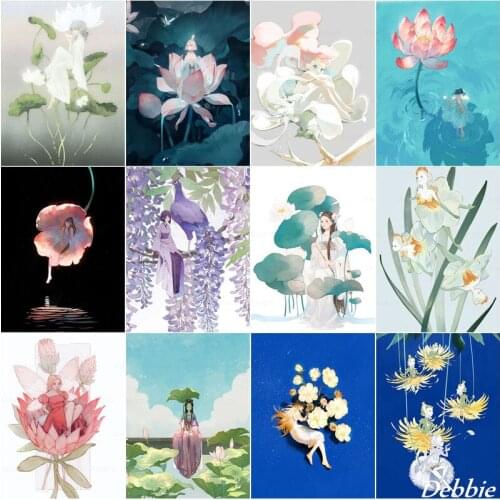 Flower Lotus Fairy DIY 5D Diamond Painting Full Square/Round Embroidery Mosaic Kit Wall Art Handmade Home Decoration Gifts