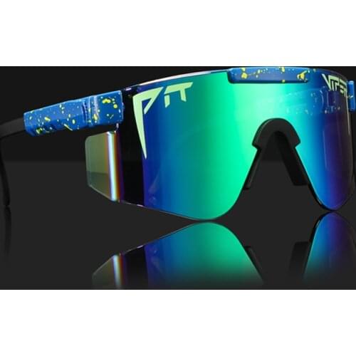 Pit Viper Original Oversized Semi Rimless Sunglasses Men UV400 Half Frame Sports FashionGoggle Big Mirror Shades With Free Box