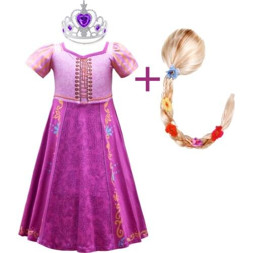 Rapunzel Dress Tangled Rapunzel Cosplay Costume and Princess Accessories Party Dress for Kids Girls Birthday 4-10 Years