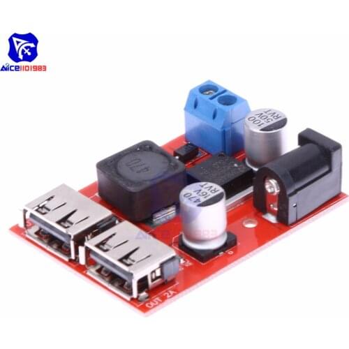 Diymore LM2596 Dual USB DC-DC 9V 12V 24V 36V to 5V 3A Step Down Buck Converter Solar Battery Charger Board Power Supply Module