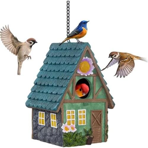 Bird House Tree Hanging Decoration Parrot Outdoor Winter Warm Bird House Courtyard Garden Decoration Hanging Resin Bird Nest