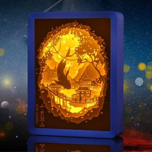Luxury paper cut light box home decorations light painting art decor Led lighting shadow box frame