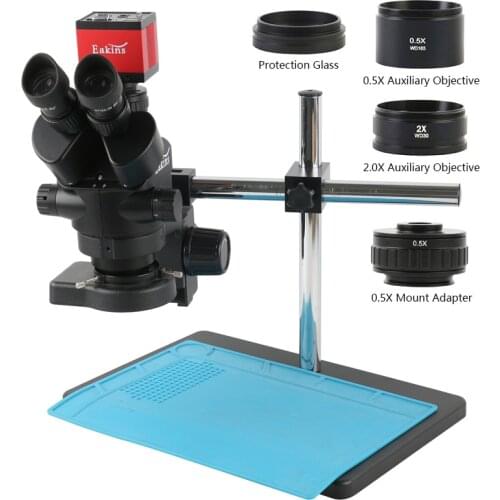 SONY Sensor 3.5X-90X Simul-Focal Trinocular Stereo Microscope 1080P HDMI VGA Video Industrial PCB Soldering Measuring Camera