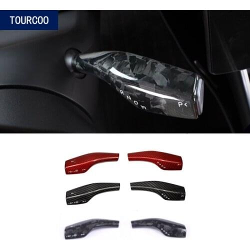 For Tesla Model 3 Y Real Carbon Fiber Wiper Rod Steering Rod Clip-on Cover Trim Car Modification Non-Sticky Accessories