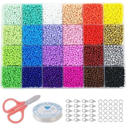 3MM Glass Seed Beads Started Kit 24 Color Small Craft Beads with Tool Kit for DIY Craft Bracelet DIY Jewelry Making Wholesale