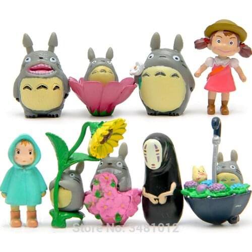 Studio Ghibli Totoro Miniatures PVC Action Figures No Face Man Hayao Miyazaki Mini Terrarium Figurines Micro Landscape Kids Toys