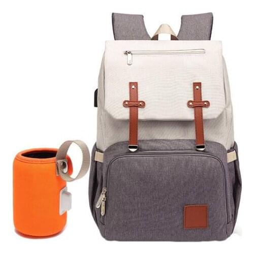 Diaper Bag Mummy Daddy Backpack Baby Stroller Bag Waterproof Oxford Handbag Nursing Nappy Bag Kits USB Rechargeable Holder