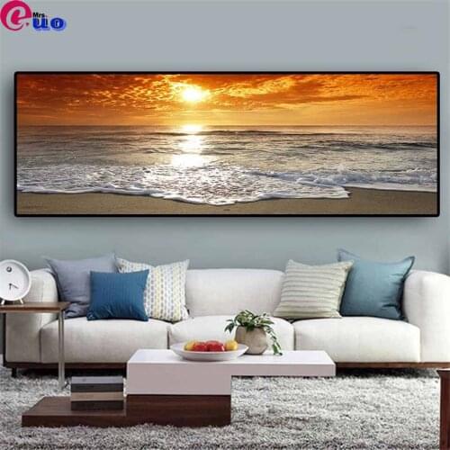 Sunsets Natural Sea Beach Landscape DIY 5d full diamond painting Panorama Scandinavian Wall Art Picture for Living Room