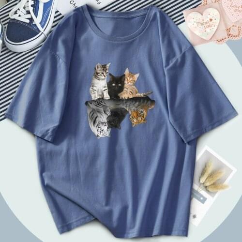 Streetwear Cute Cats T Shirts Women 2021 Summer Fashion Plus Size Tshirts Black Vintage Hip Hop Tops Tees Loose Camiseta Woman