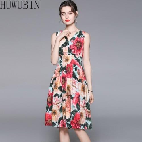 Vintage Camellia Print Waist Down Sexy V-Neck Mid Length Dress Womens Elegant Elastic Waist Down Holiday Beach MIDI Skirt