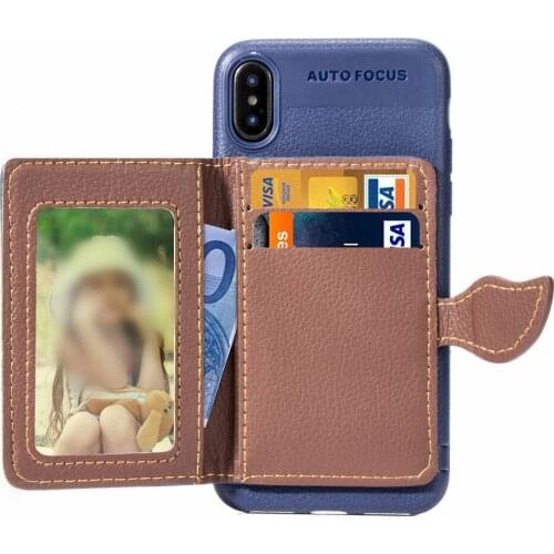 VNSTRIP Retro Card Slot Leather case for iPhone 6 7 8 Plus Flip PU+ TPU Case For iPhone X wallet with photo storage phone Case
