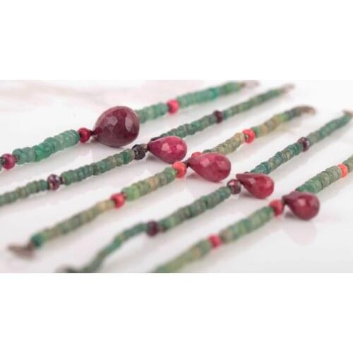 UM US JEWELRY Emerald Natural Gemstone Set Bracelet