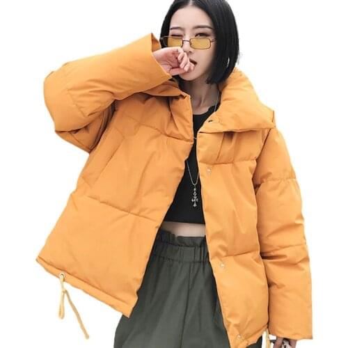 Winter New Cotton Coat Women Korean Loose Oversize Down Cotton Jacket Female Fashion Large High Collar Padded Solid Outerwear