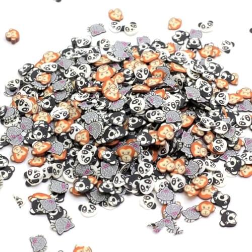 100g/lot Cartoon Animals Slices Polymer Hot Clay Sprinkles for Crafts Cat Monkey Nail Arts Decoration DIY Accessories 4*6mm