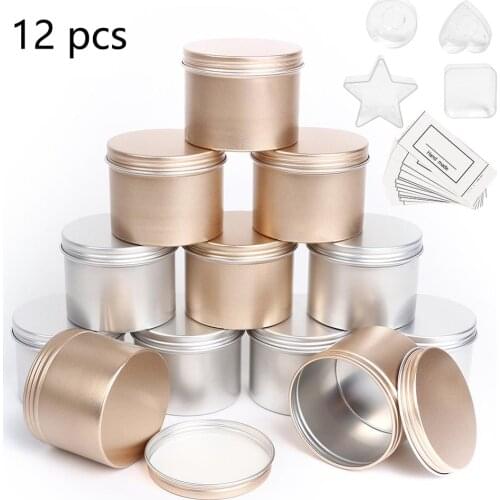 12/24PCS 100ml Candle Making Storage Containers Candle Tin Travel Tins Round Metal Tins Jars Gold Silver Black