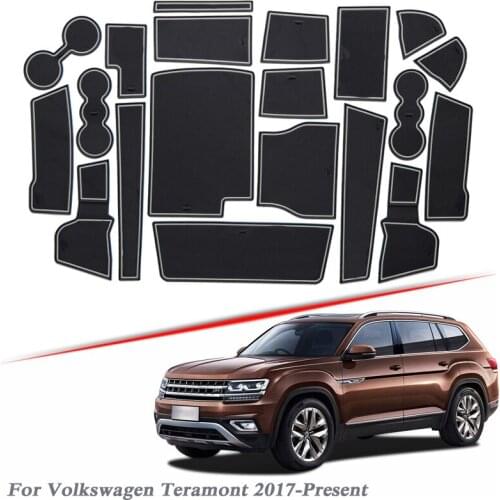 20pcs Car Styling For Volkswagen Teramont 2017-Present Latex Gate slot pad Interior Door Groove Mat Non-slip dust Mat Accessory