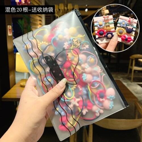 20Pcs Childrens hair accessories girls headdress not hurt hair tie hair ring hairpin hair rope rubber band set