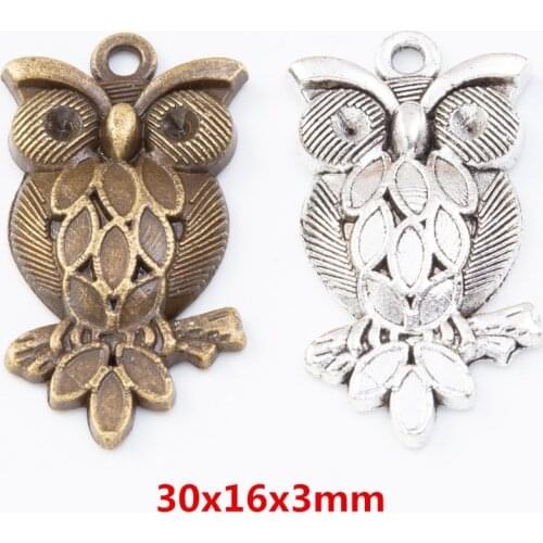 25 pieces of retro metal zinc alloy owl pendant for DIY handmade jewelry necklace making 7779