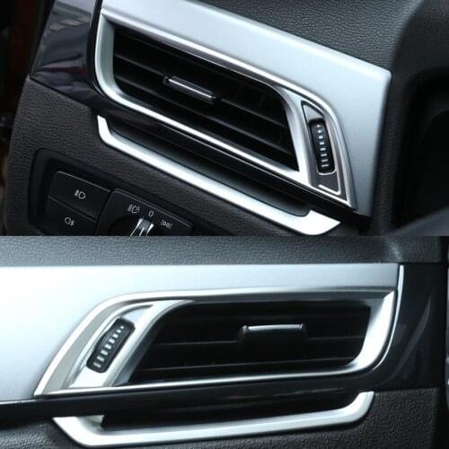4Pcs Auto Car Dashboard Left and Right Air Outlet Vent Frame Trim Cover Styling For BMW X1 2016 Matte Silver ABS