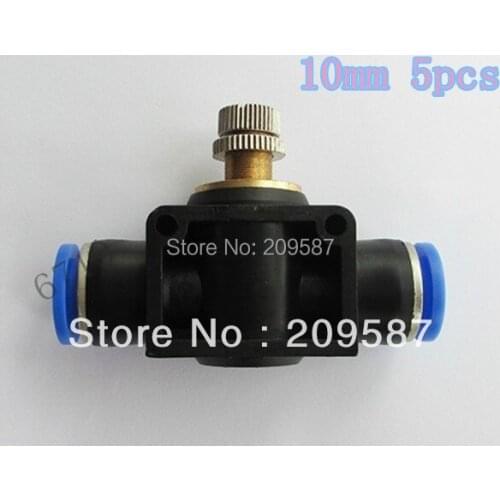 5pcs 10mm Push In Speed Controller Pneumatic Air Valves
