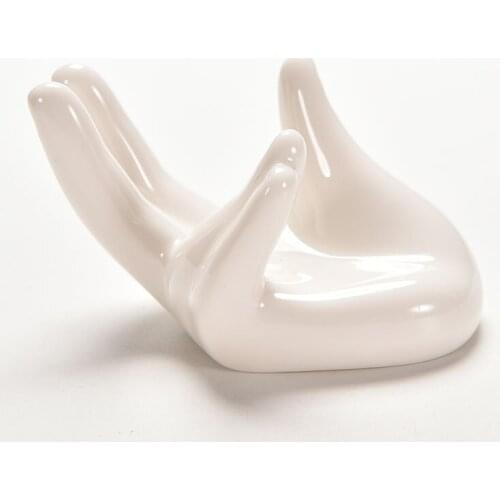 White Ocarina Collector Display Ceramic Hand Stand For Music Lovers New