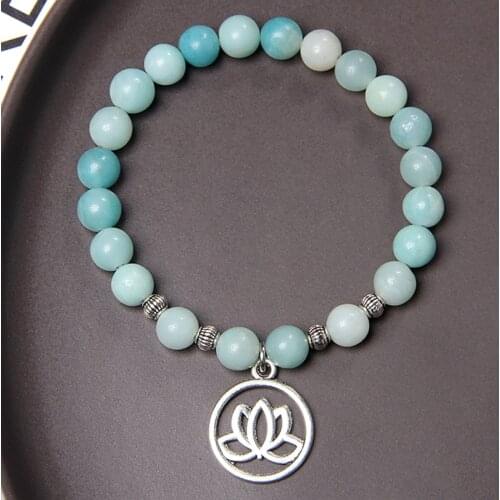 Lotus Bracelet Natural Stone Handmade Bracelets For Women Men Buddhism Charm Prayer Healing Reiki Agates Quartzs Crystal Jewelry