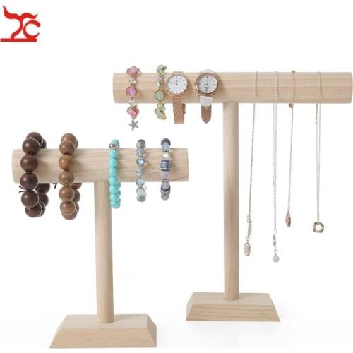 Wooden Jewelry Bracelet Necklace Watch Display Stand/Holder/Shelf T-Bar Bangle Packaging Showcase