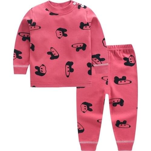 Childrens suits spring and autumn cotton boys and girls thin autumn clothes long trousers baby baby cartoon pajamas suit