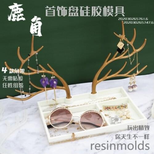DIY Crystal Epoxy Silicone mould Big Antler Tree Branch Jewelry Display Rack Manual Swing Table Jewelry Tray Mirror Mold