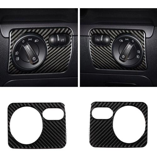 For VW Golf 6 MK6 2010 2011 2012 2013 Car Carbon Fiber Interior Headlight Switch Button Frame Cover Trim