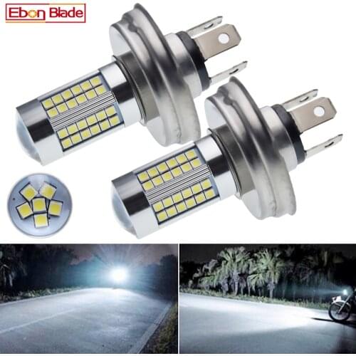 Pair Motorcycle P45T R2 66SMD LED Headlight Lamp High/Low Beam for Scooter Moped White 6000K 6V 12V Motorbike Front Head Bulb