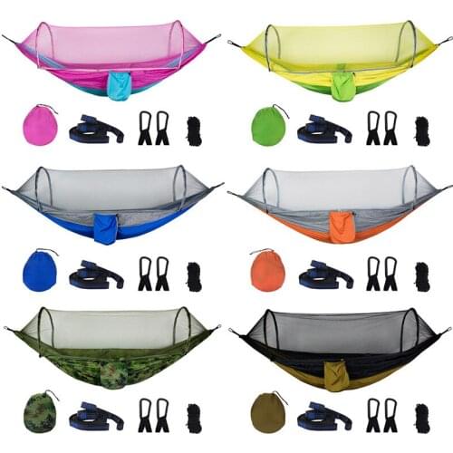 New 1PCS Outdoor High Strength Fabric Hammock Camping Tent 270x140CM Hammock with Breathable Mosquito Net Hunting Sleep Hammock