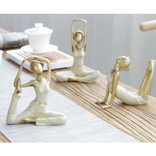 Art Abstract Meditation Yoga Pose Figurine Statue,Decorative Resin Girl Yoga Scuplture for Home Bookshelf Decor Gift
