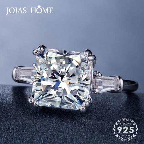 JoiasHome Trendy Square shape Rings with Zircon Gemstones 925 Sterling Silver Jewellery for Women Wedding Party Gift wholesale