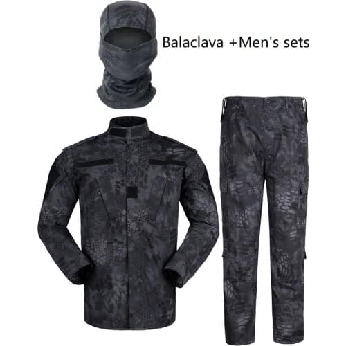 Mens Sets Black Security Guards Army Uniform ACU Ribstop Military Uiforms With Hats