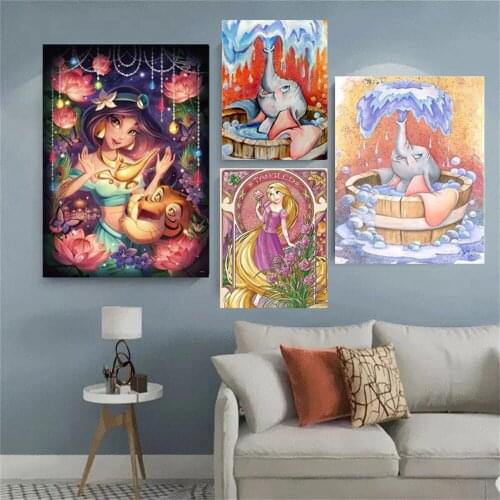 Disney Princess Canvas Painting Beauty and The Beast Cartoon Girl Wall Art Nordic Posters And Prints Pictures Living Home Decor
