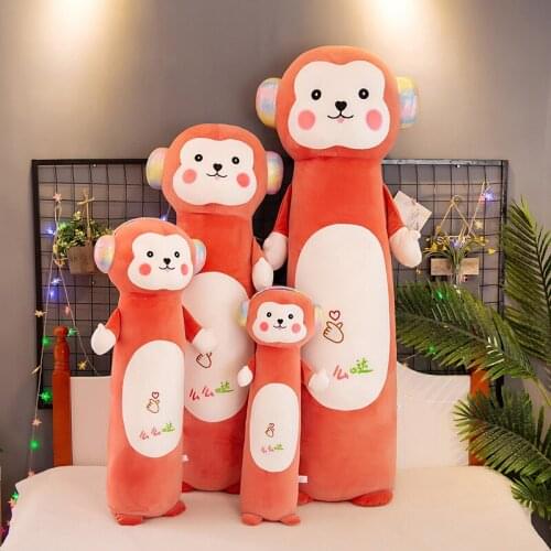 Kawaii Headphone Monkey Stuffed Toys Soft Plush Pillow Sleeping With Long Strip Pillow Birthday Gift Toys for Girls